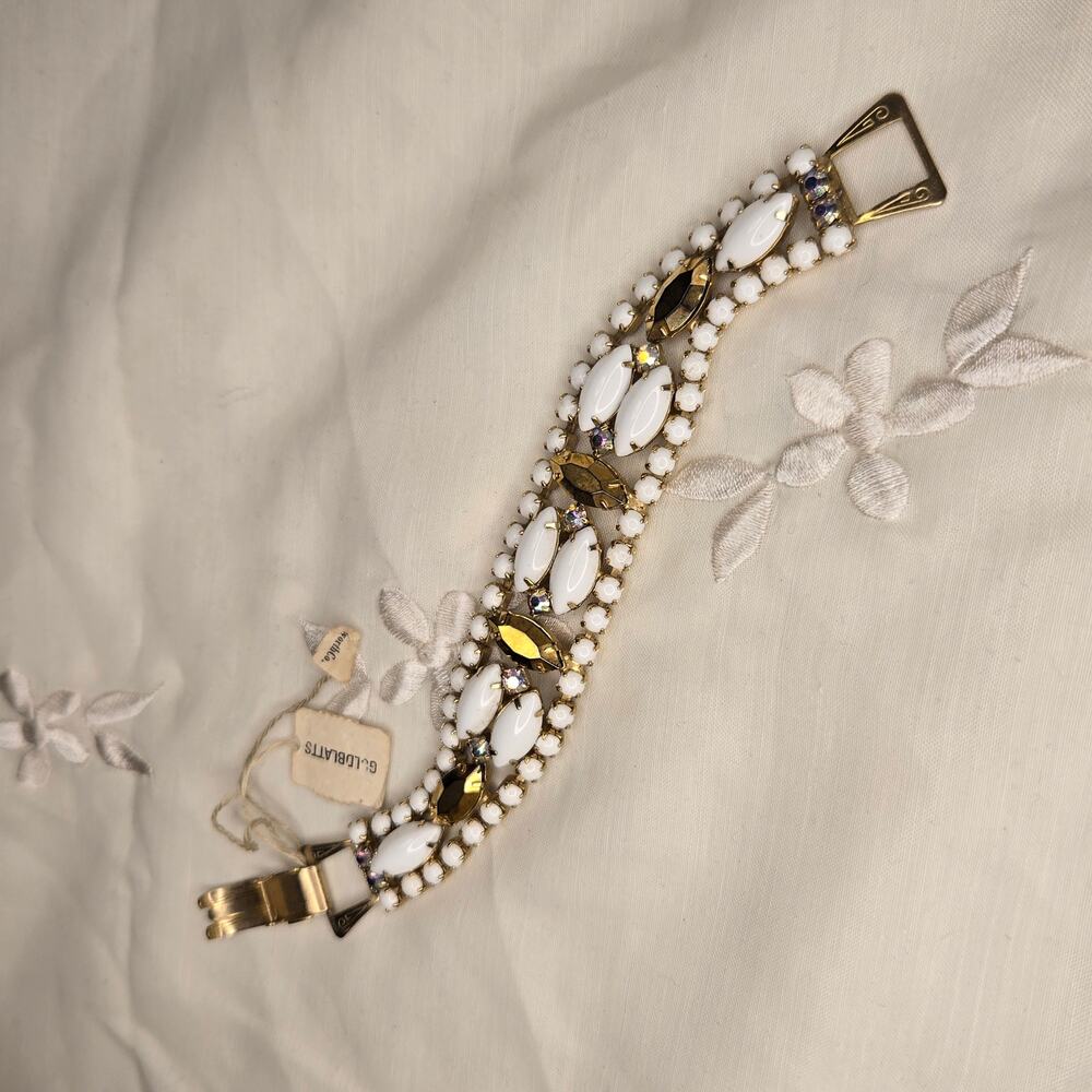 Vintage Goldblatts Glass Rhinestone Statement Bracelet
